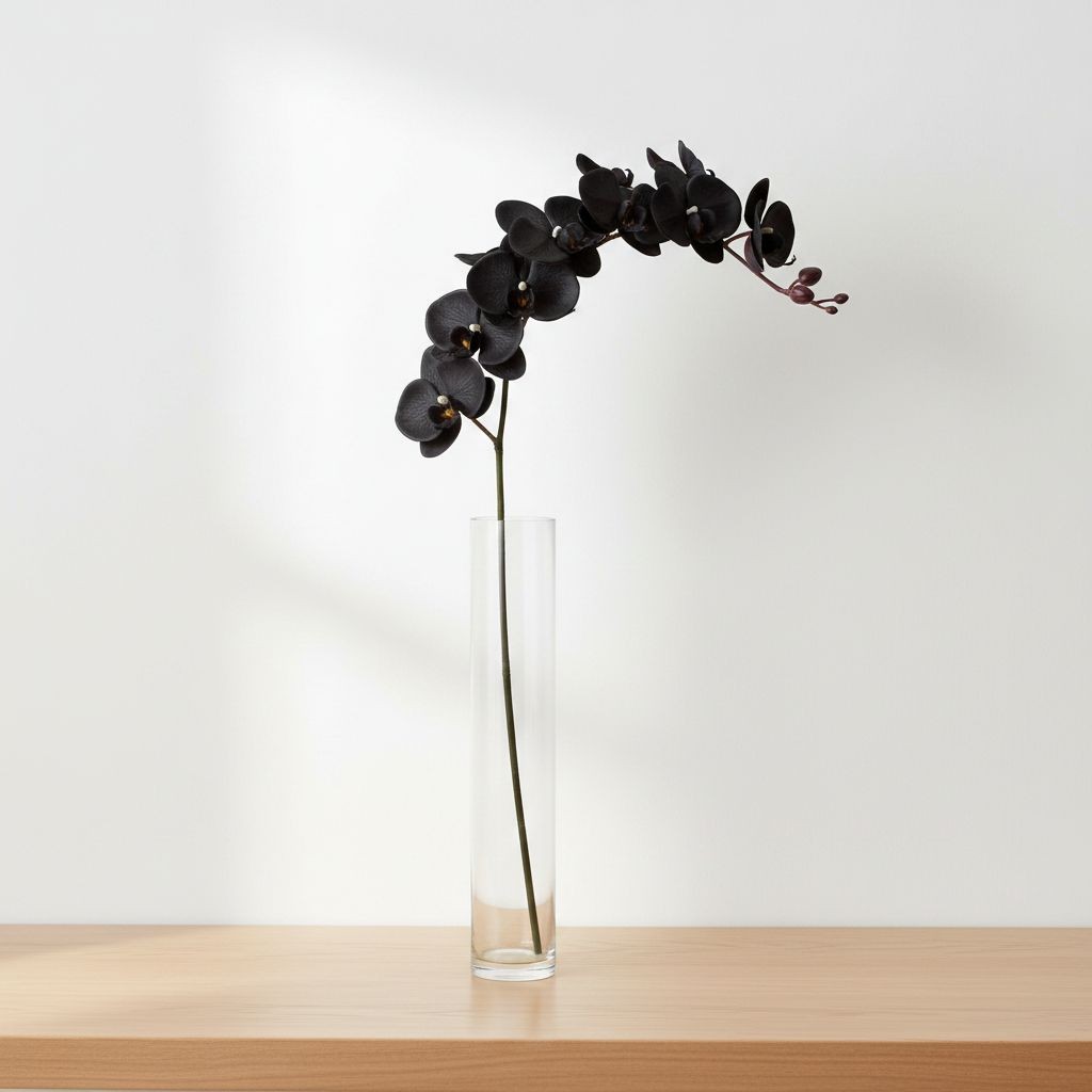 Black Orchid Stem Faux Flower Long Stem Floral 38 Inch Artificial Orchid Bloom T