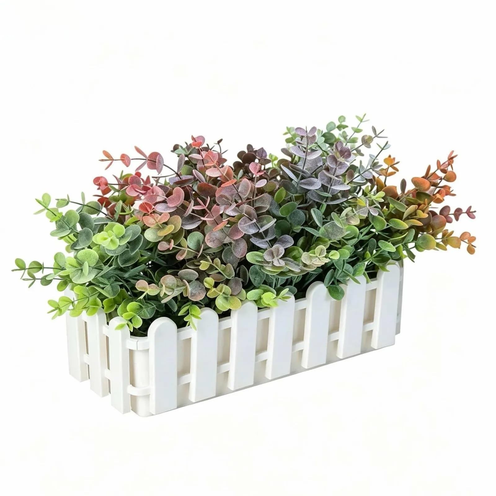 8 Bundles Multi Colored Artificial Eucalyptus Leaves, Plastic Plants, Outdoor…
