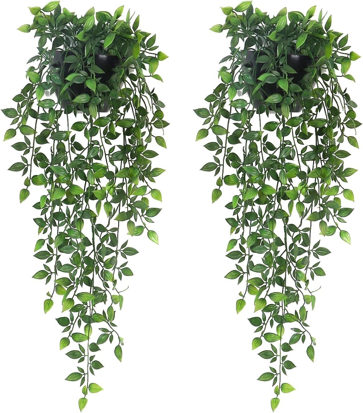 Vivid Fake Hanging Plants, 2 Set Plastic Ivy Vines, All-Season Outdoor Decor