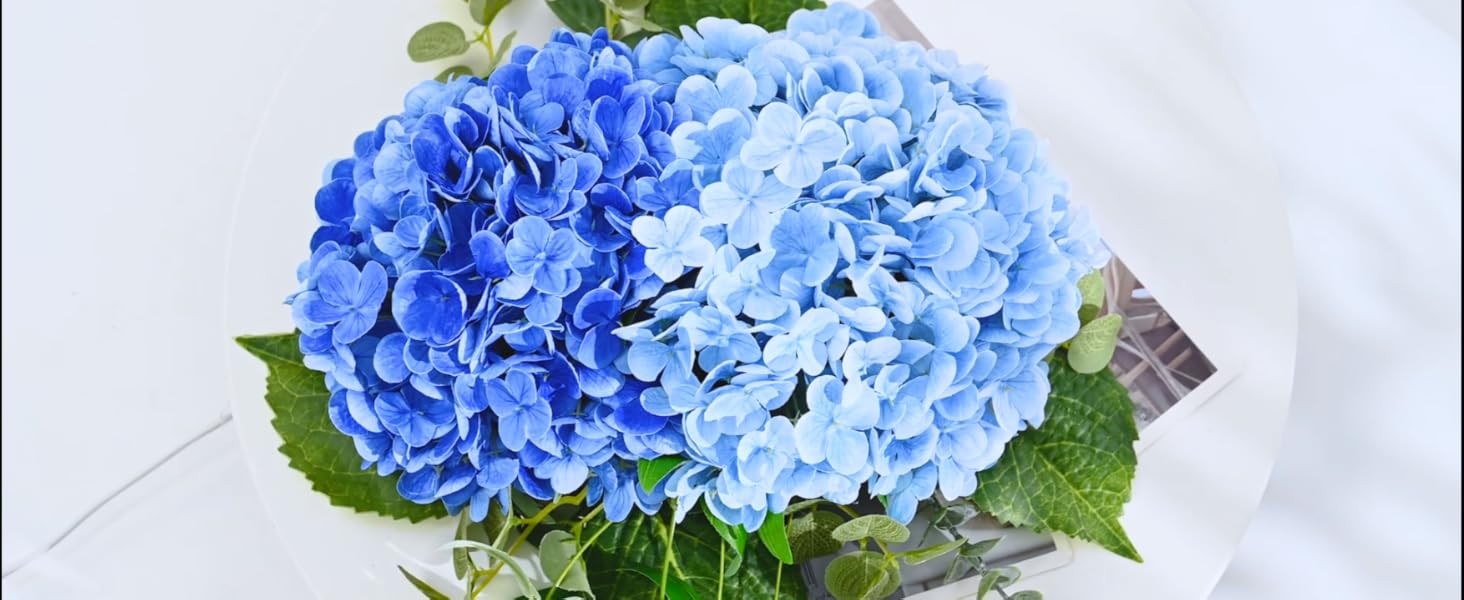 Hydrangea Artificial Flowers, Latex Real Touch Hydrangeas Lifelike Large