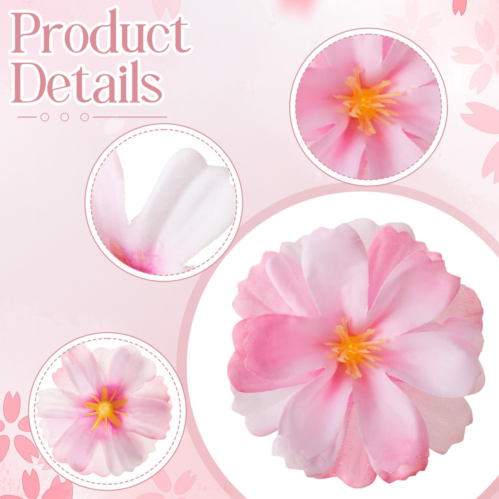 48 PCS Pink Fake Artificial Silk Flower Heads Bulk Wedding Cake Crafts Decor
