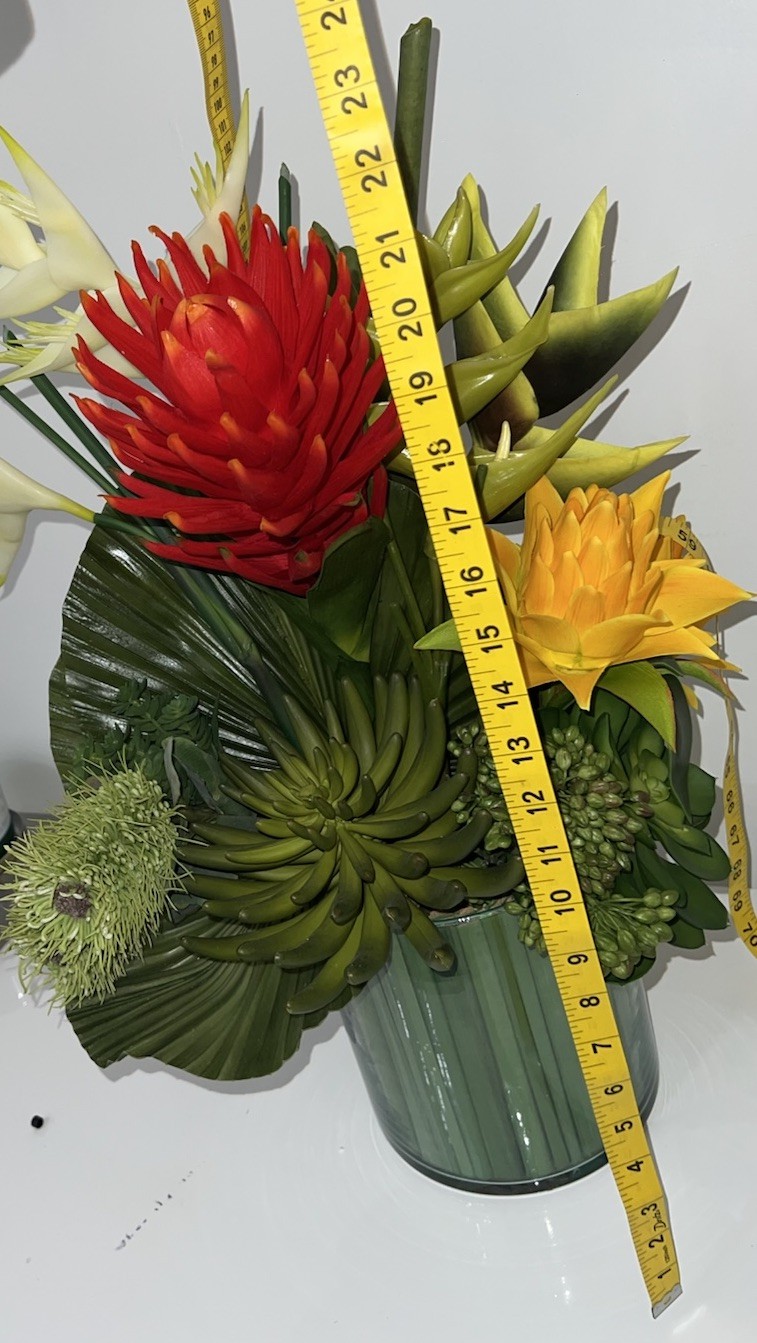 (20)Tropical Mix Artificial Flower Arrangement In Vase With Beautiful Colors