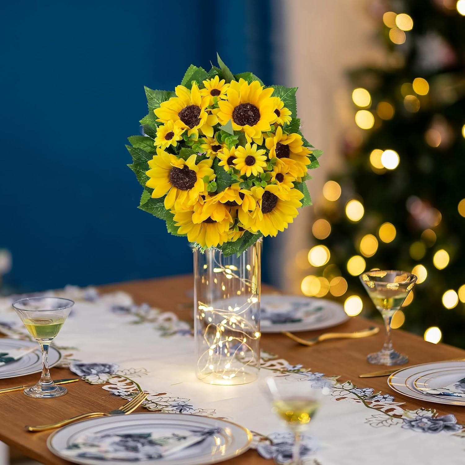 Sunflowers Artificial Flowers Ball – 10 Pcs Fake Yellow Sunflower Flowers Cen…