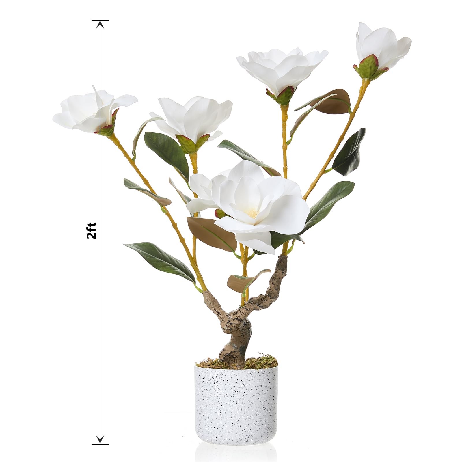 White Fake Orchids Flowers in Pot 2 Pack,24 inch Faux Orchids Plant Real Touc…