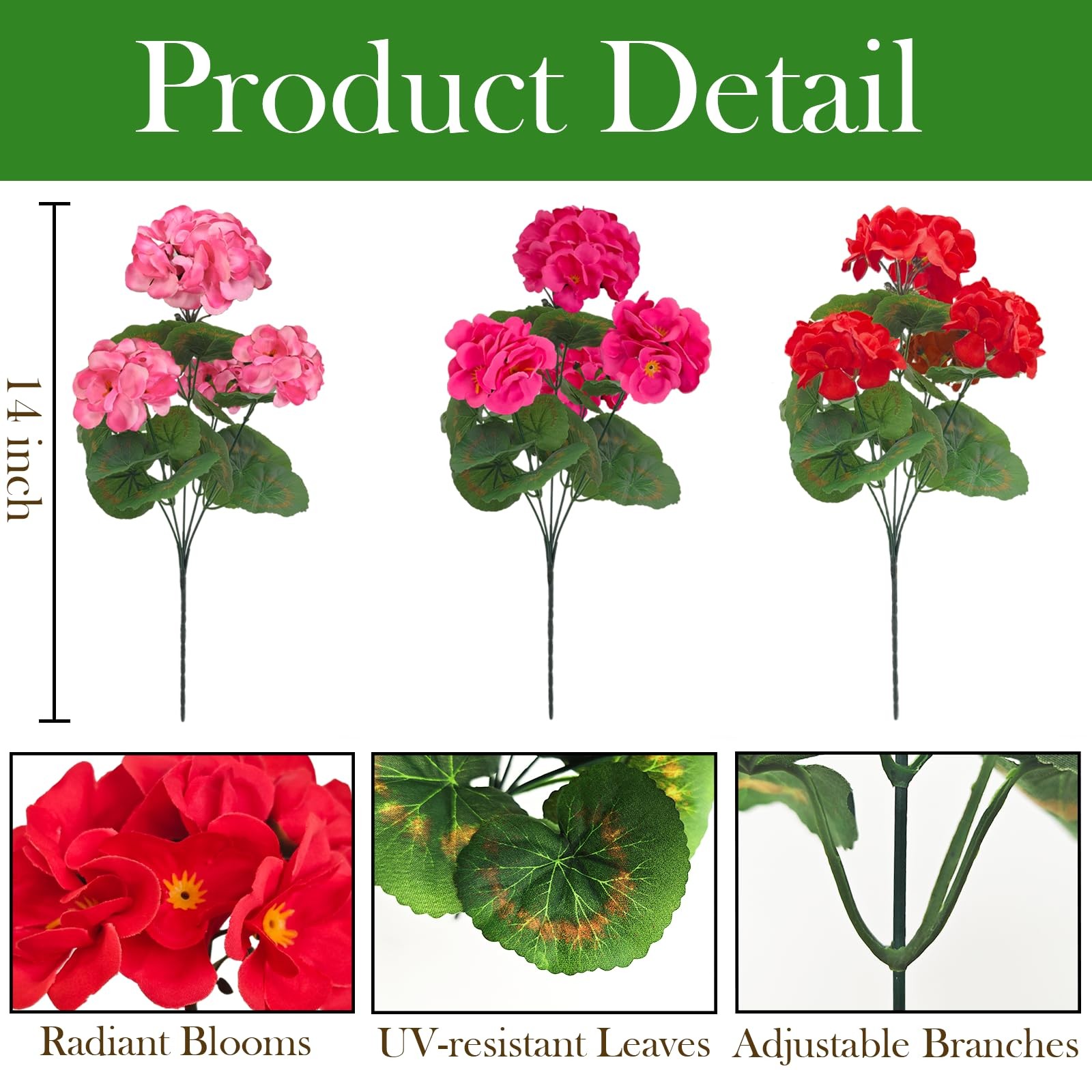 Fake Outdoor Flowers, 6 Pcs Artificial Flowers for Outdoors, Mixed Color Arti…