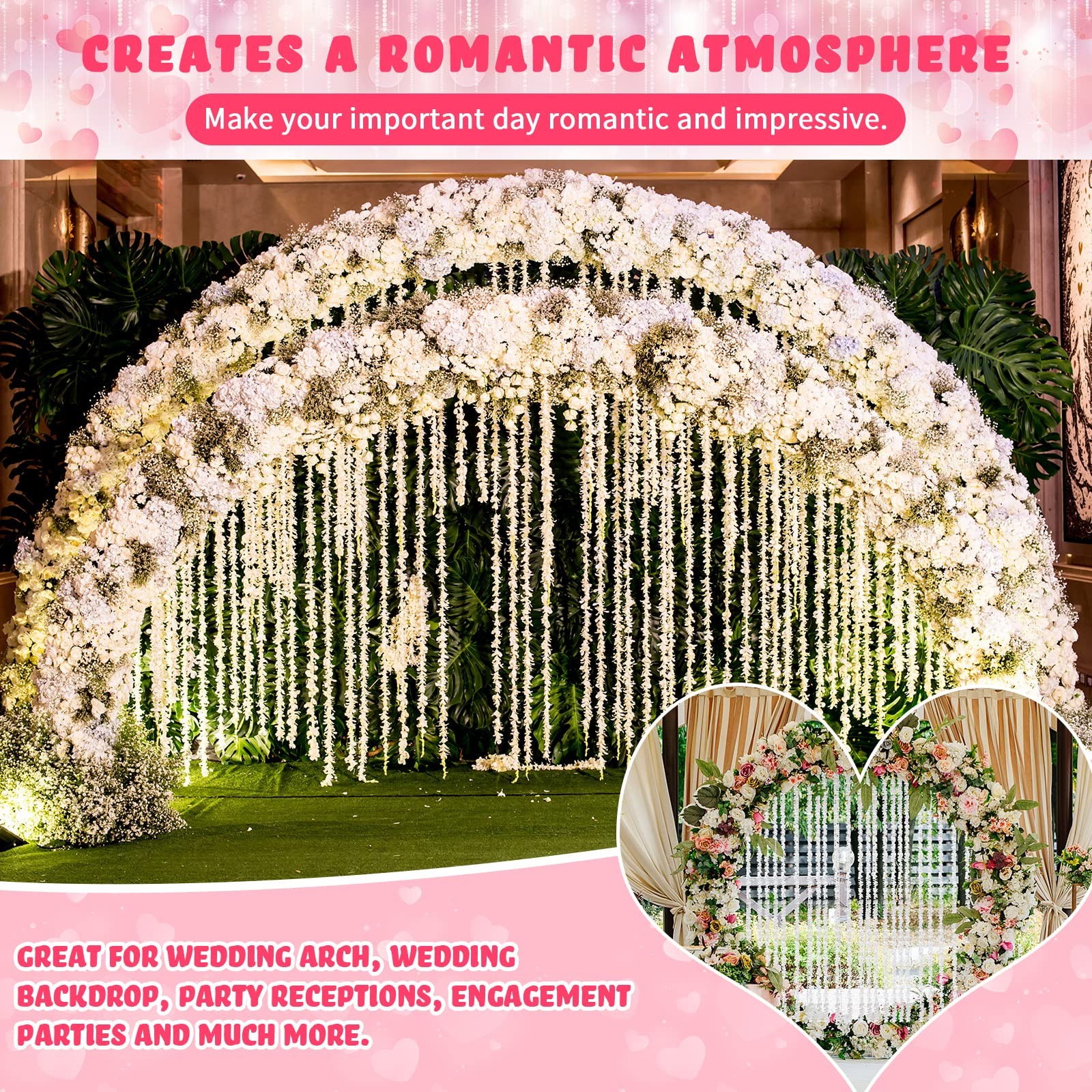 48 PCS Artificial Wisteria Hanging Flowers 6.56 Ft/pcs Fake Wisteria Vine Kit…