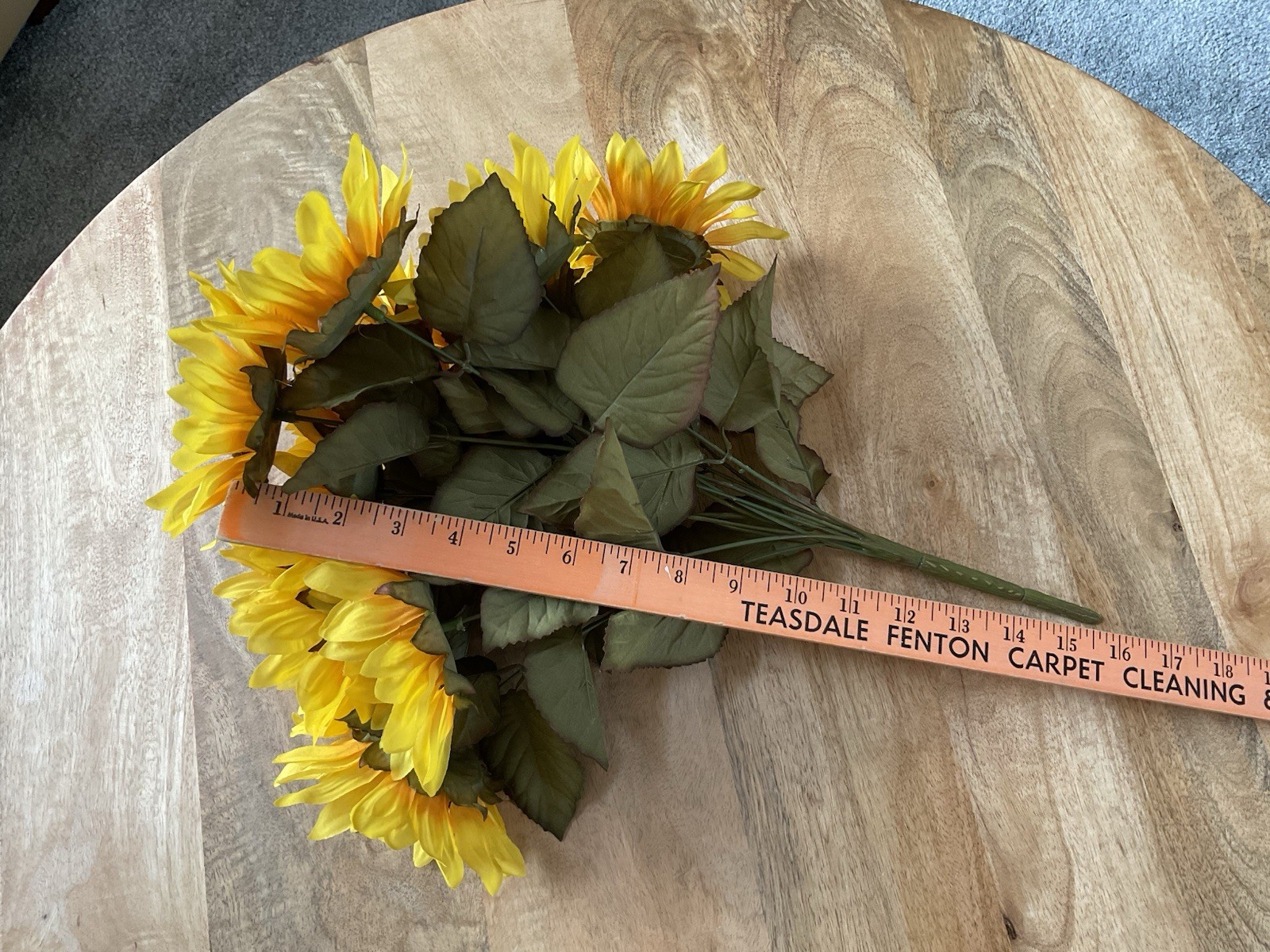 Artificial Sunflower Bouquet w/Leaves ~ 16” Long ~ Fall Decor