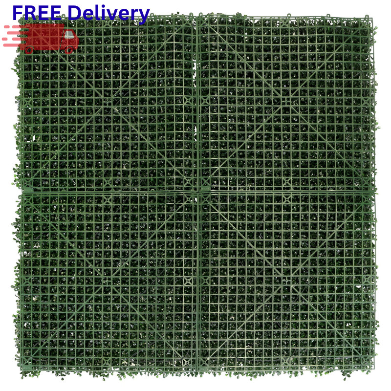 Artificial Hedge Panel with Lights 4-Pack Faux Greenery Wall Privacy Screen