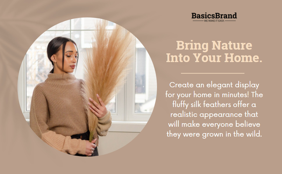 Faux Pampas Grass Decor Tall Set of 3 Stems 42 Inches Boho Large Artificial