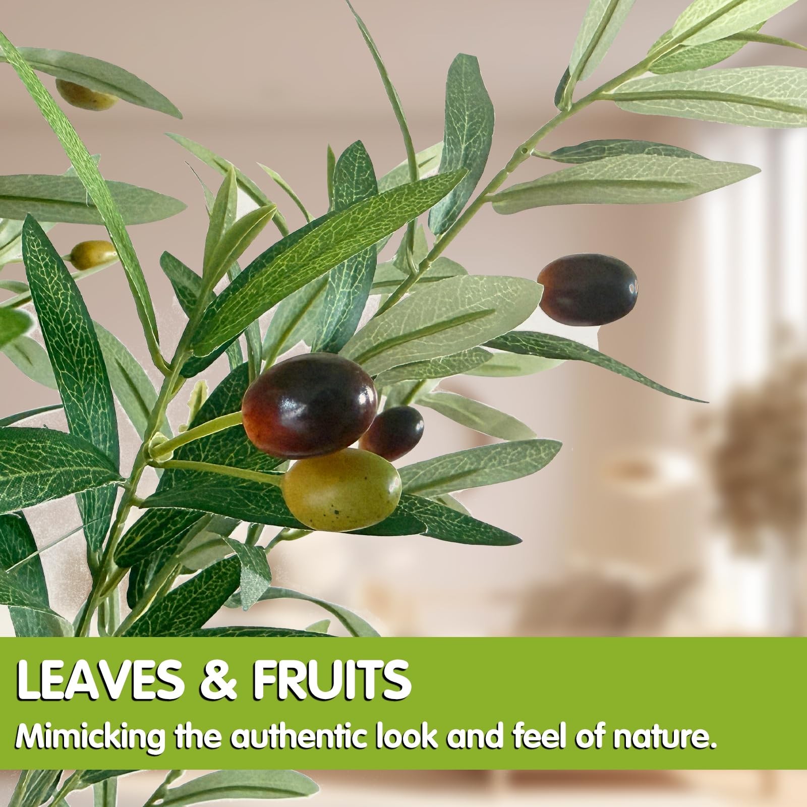5ft Artificial Olive Tree Indoor, Realistic Fake Olive Tree with Lifelike Fru…