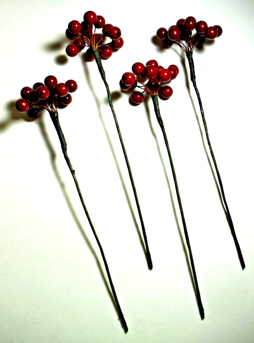 4pc 9″ Holly Berry Sprigs w/14 Red 1/2″ Berries Christmas Decoration Floral Pick
