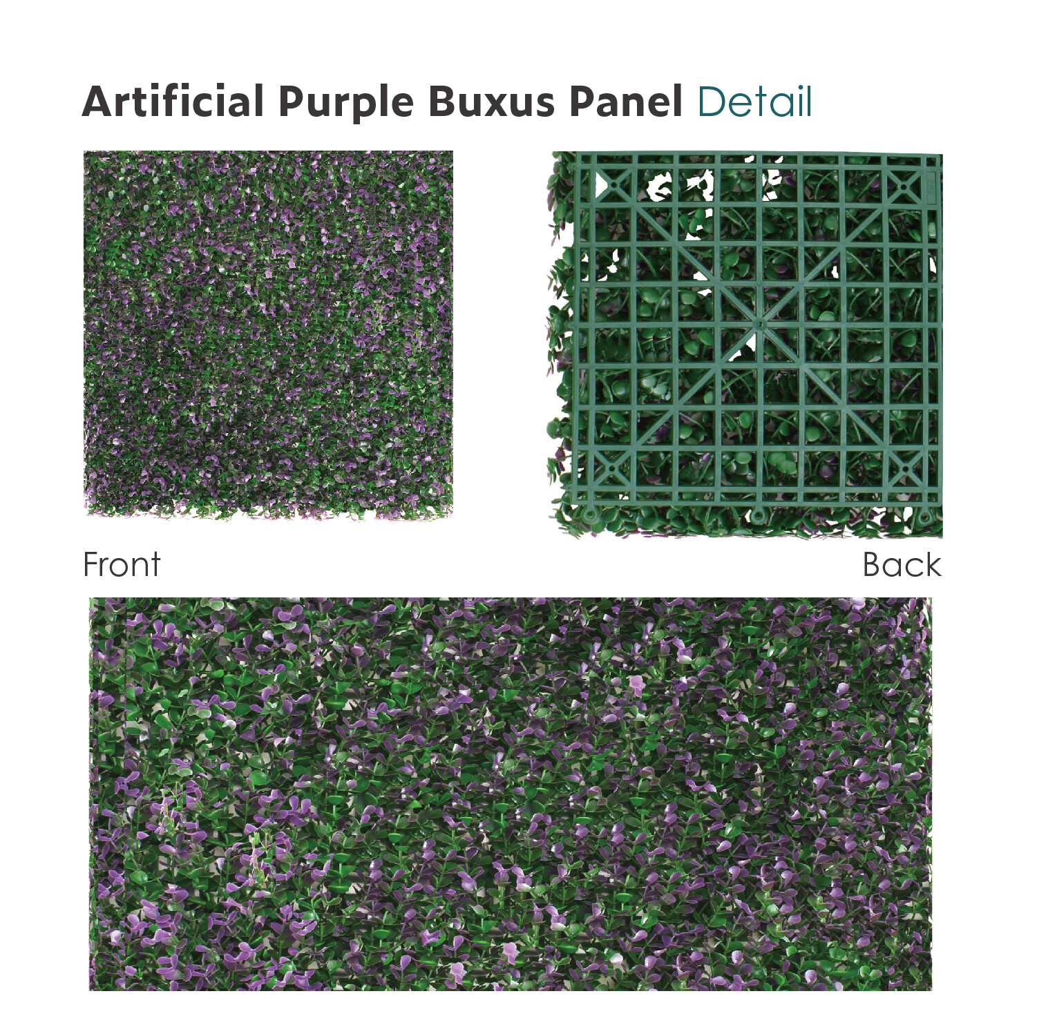 20″ Artificial Lavender Buxus Mat Faux Fence Panel Wall Decor Ficus Grass Hedge