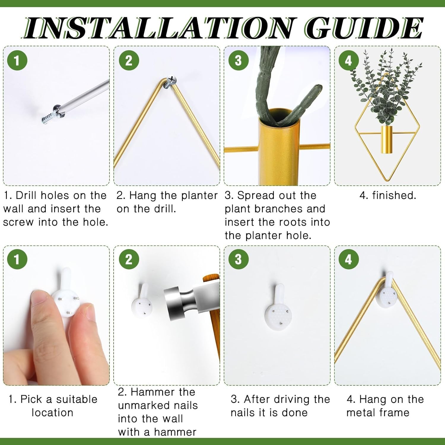 4 Pcs Hanging Planters with Artificial Eucalyptus Metal Hanging Vase Indoor P…