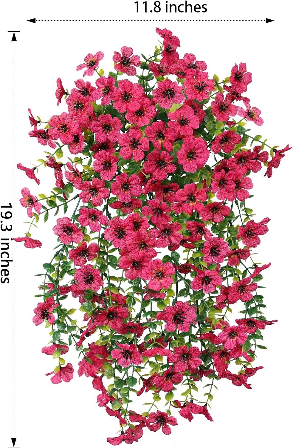 Artificial Flowers Fake Hanging Decoration 2Pcs Hotpink Spring Decor