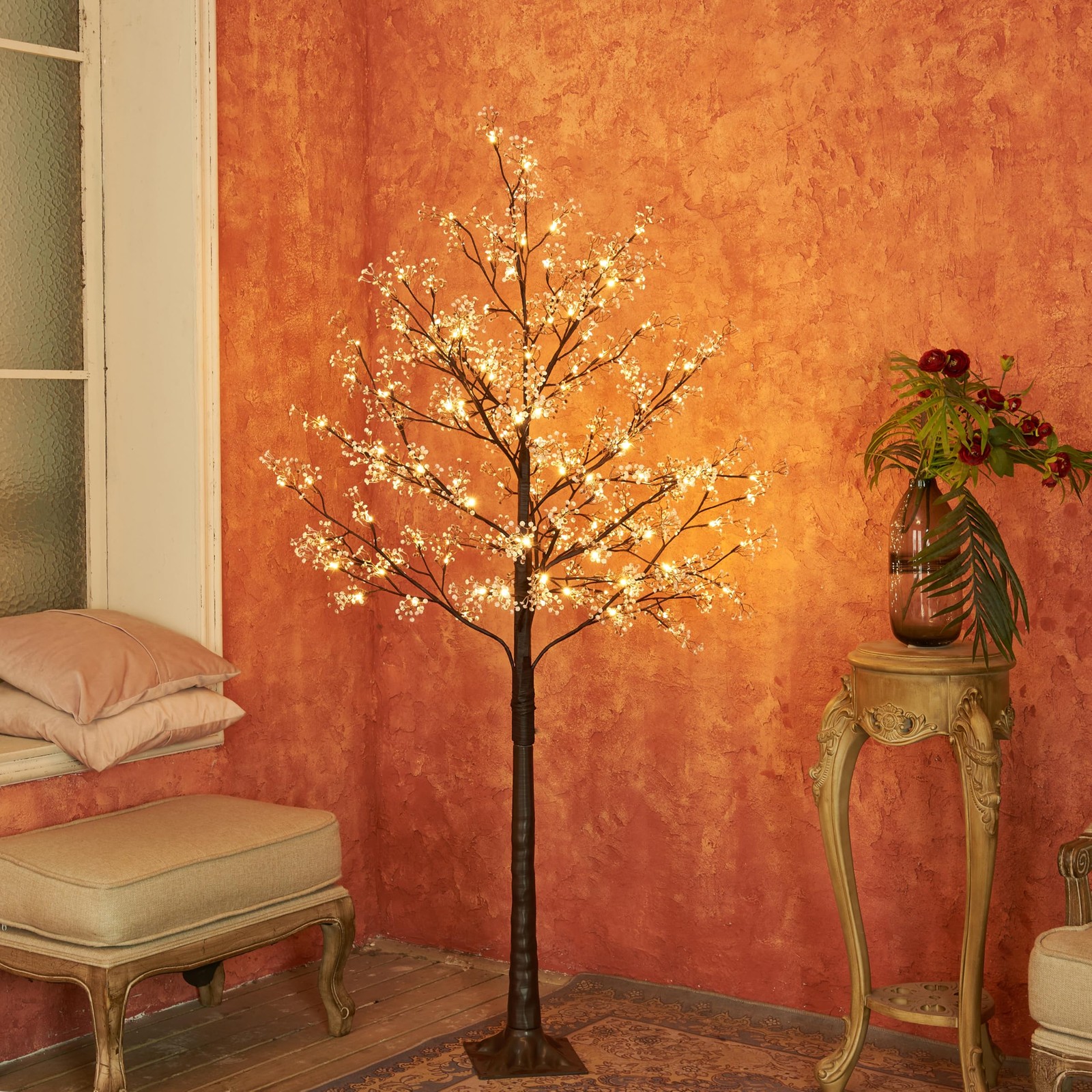 Lighted Gypsophila Tree 6FT 176 LED Artificial Baby Breath Flowers with Light…