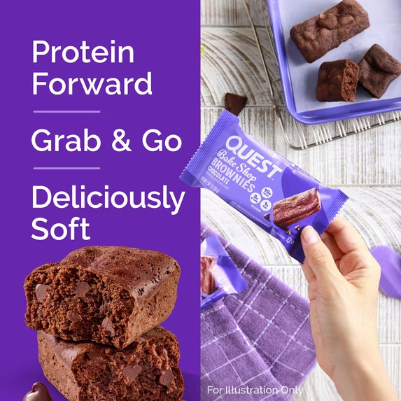 Quest Bake Shop Brownies, Chocolate Flavor, 10g Protein, 4 COUNT