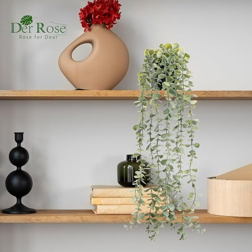 1 Pack Fake Plants Hanging Artificial Decor Faux Potted Eucalyptus Plants for