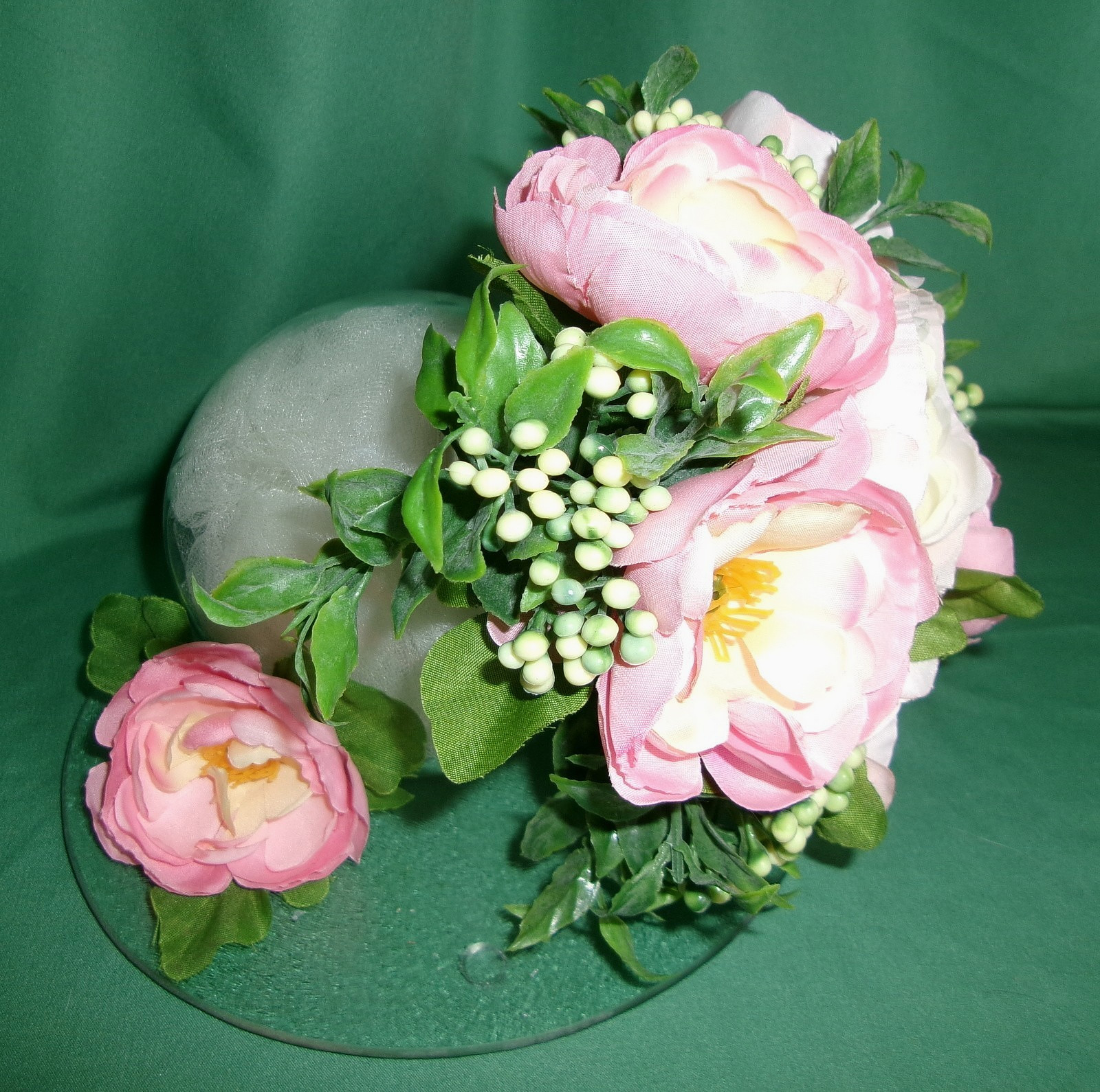 Floral Arrangement Tilted Silk Pink Floral Decoration Counter Table Top Gift