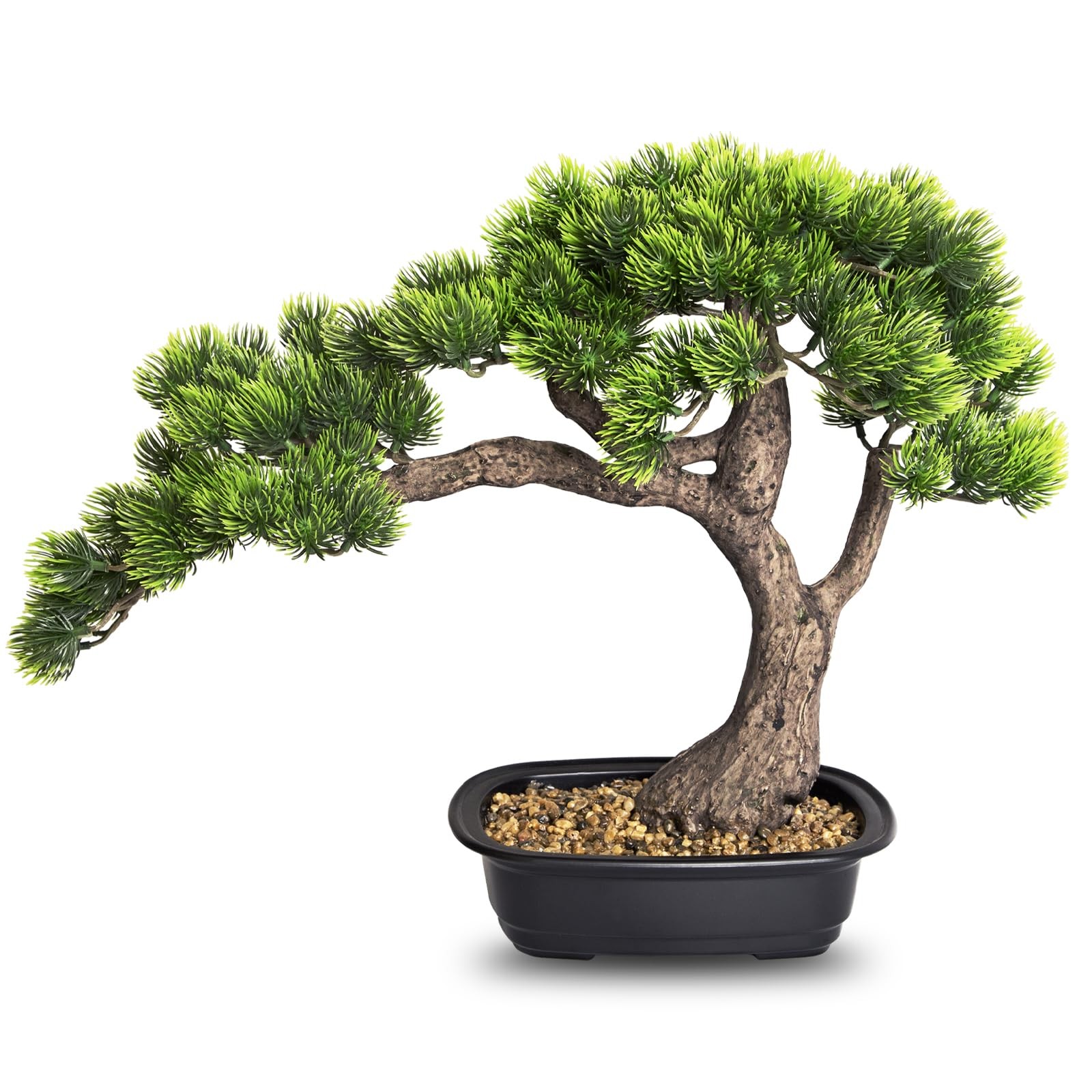 Artificial Bonsai Tree, Large Faux Pine Plants 15 inch, Faux Juniper Potted P…