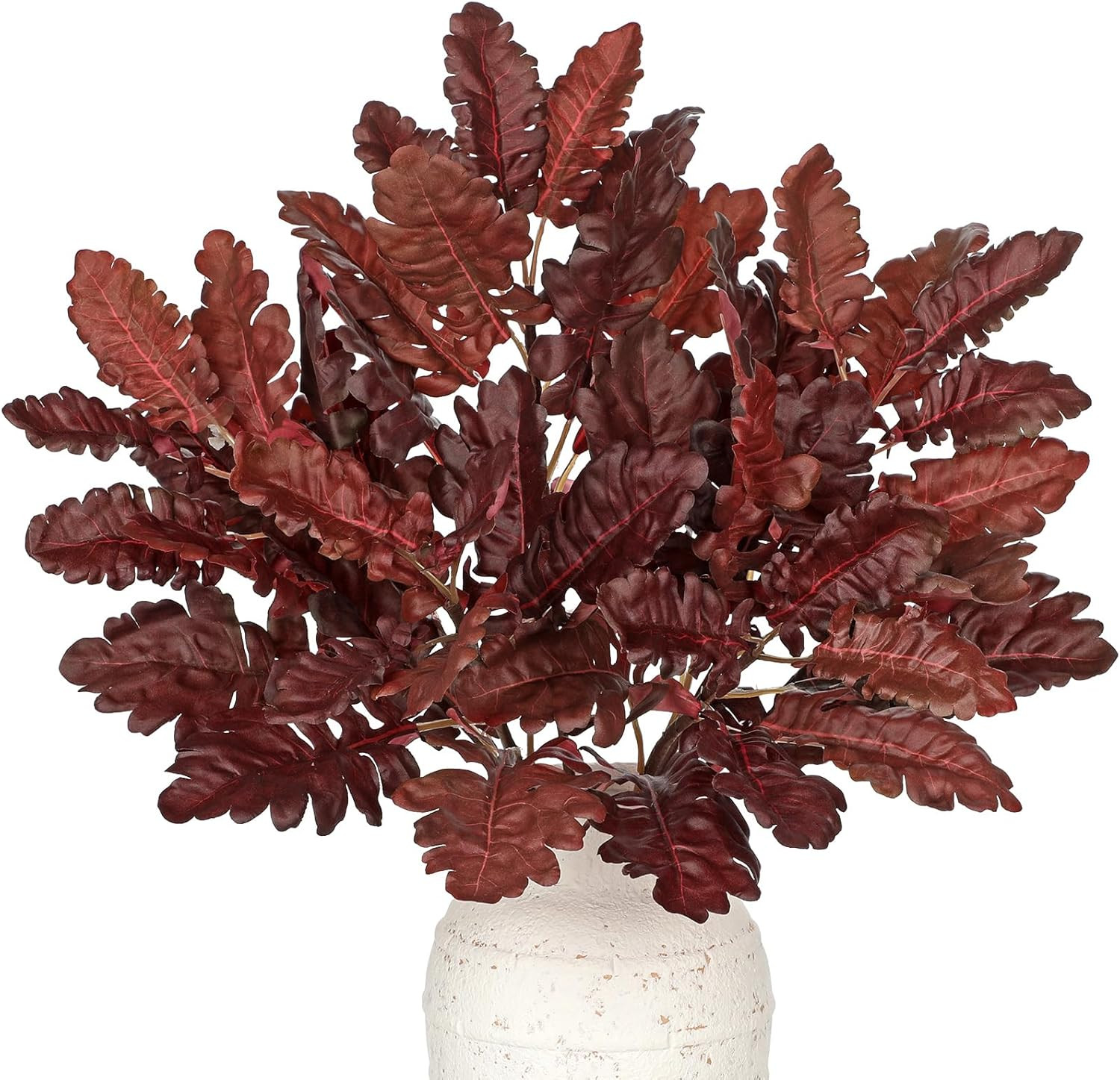 Faux Oak Leaf Branches 5 Pcs Fall Leaf Stems for Vases, 18″ Burgundy Fall Stems
