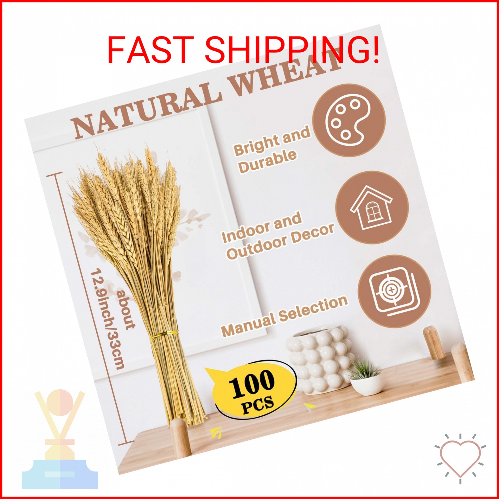 Sukh 100 Stems Dried Wheat Stalks for Decor – Sheaves Grass Natural Bunch Flower