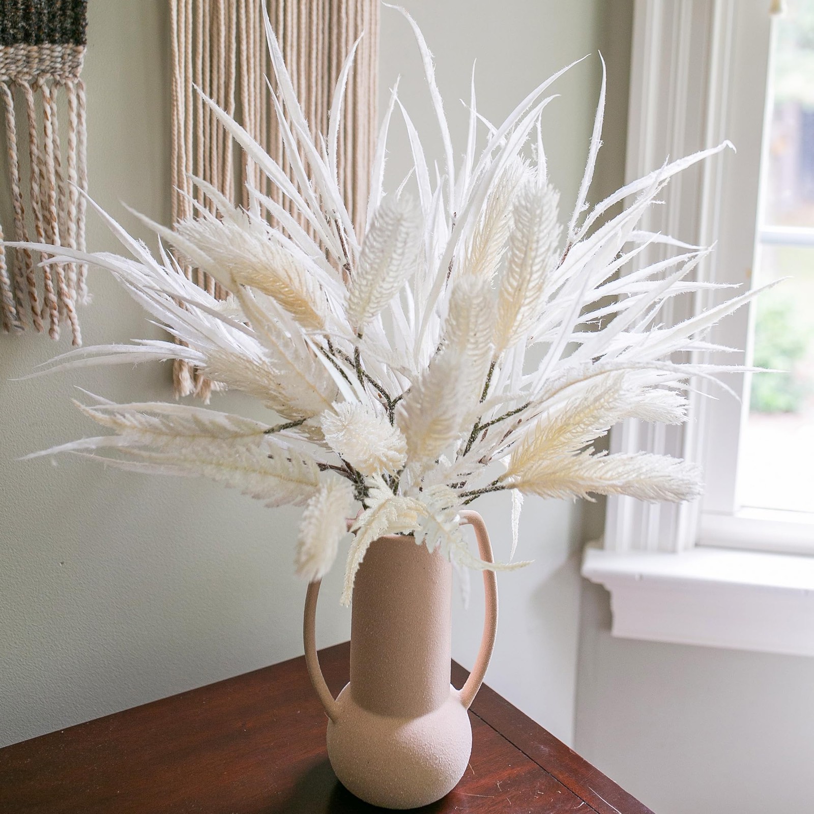 Ivydale 7 PCS Artificial Fall Stems 26in White Flowers Silk Greenery