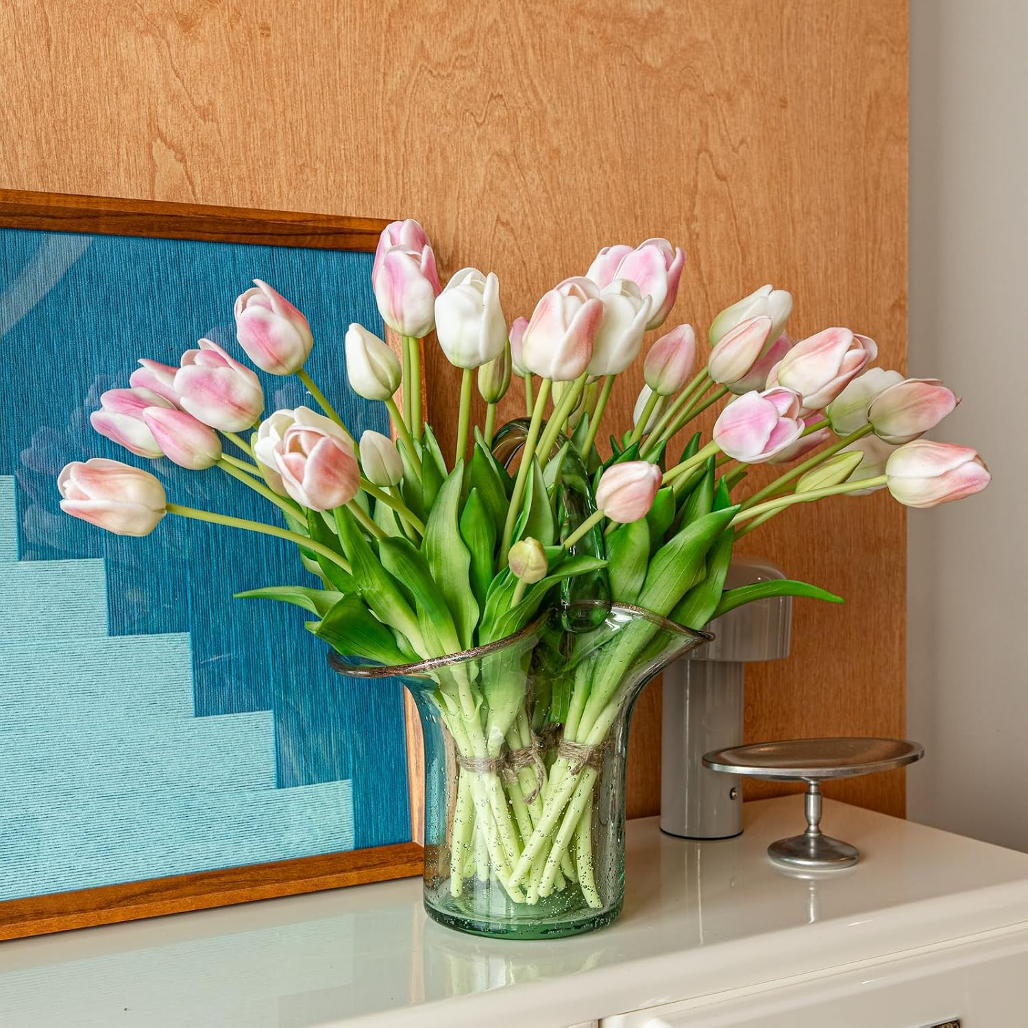 Artificial Tulips Flowers,Soft Touch Latex Bouquet, Fake Tulips,Spring Wedding H