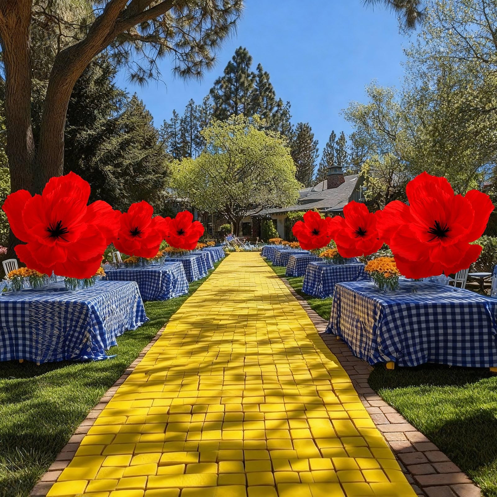 6 Pcs 30” 24” 18” Giant Red Poppy Flowers Wizard Party Decoration Artifici…