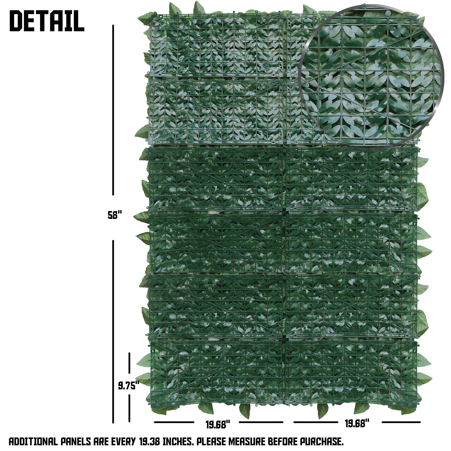 39/58” Artificial Faux Laurel Leave Fence Roll Garden Wall Mat Home Decoration