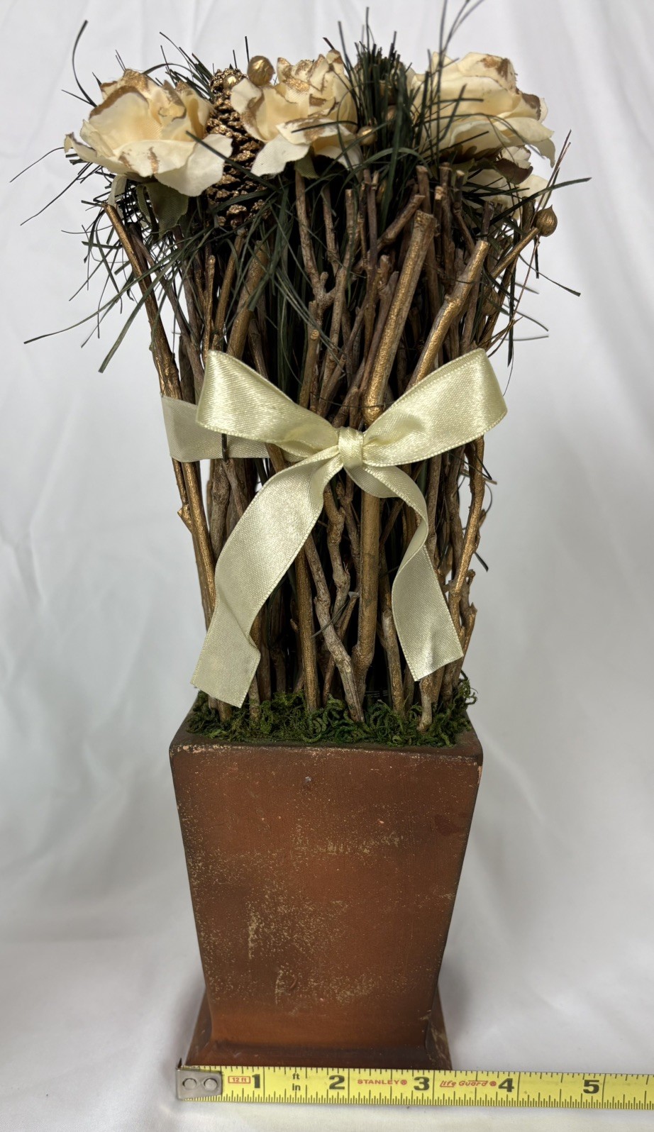 Set of 3 – Heirloom Topiaries Cream Rose Floral Table Top Romantic VTG Wedding