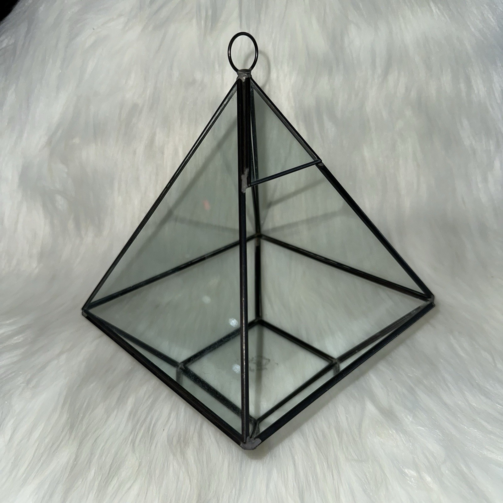 Pyramid Glass Geometric Terrarium Box Hanging/Tabletop Planter Succulents 8in
