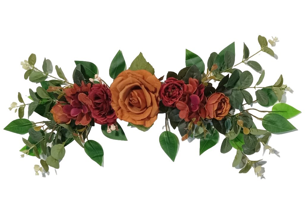 Brown Rose & Hydrangea 24″ Wall Door Silk Flower Arrangement Home Decor ES096