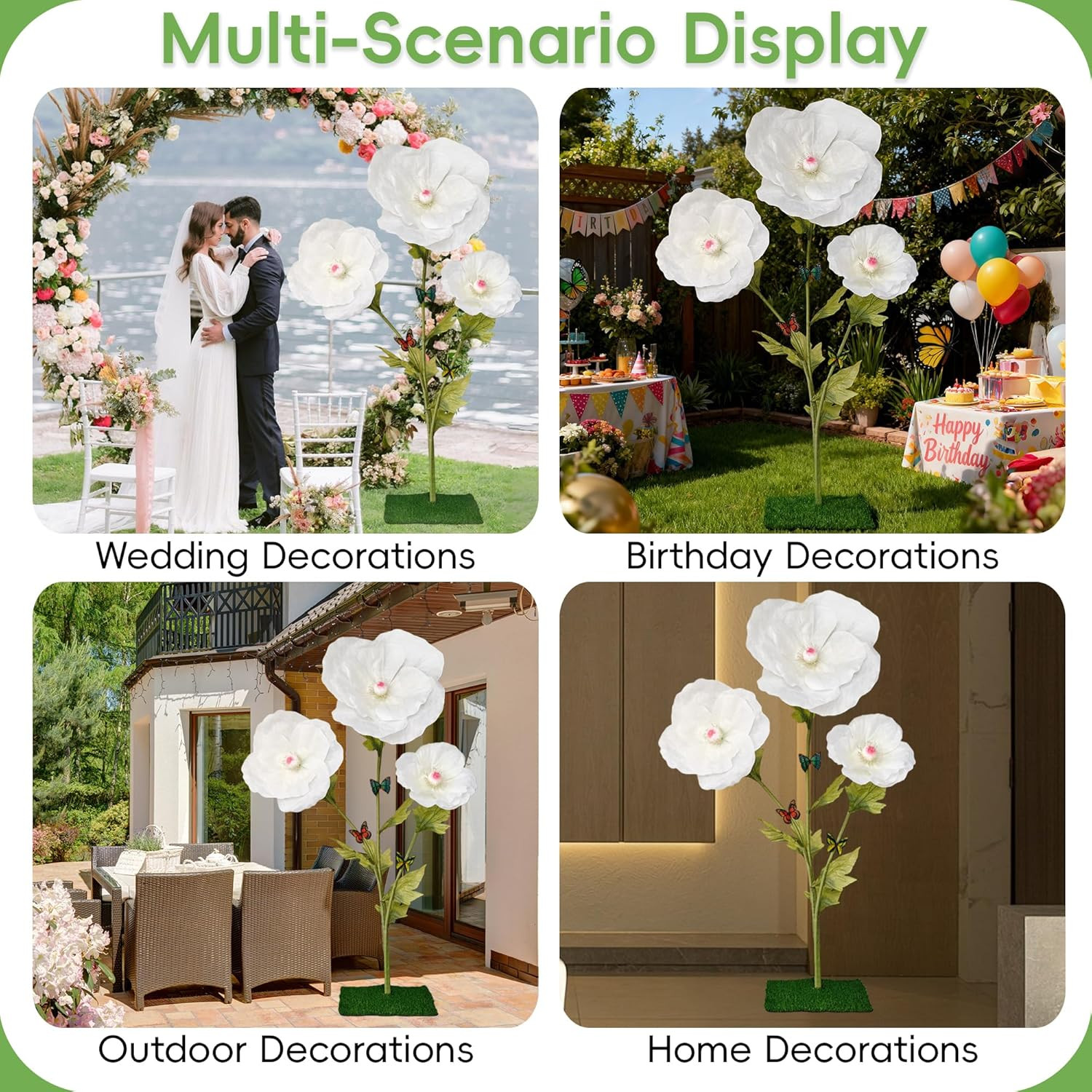 Large White Poppy Flowers – Stunning Paper Decor for Weddings & Events