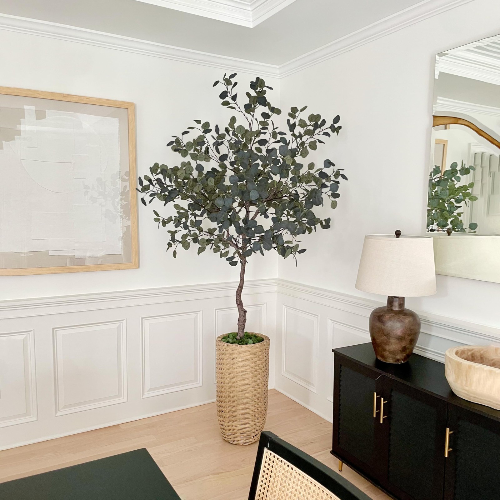 6ft Artificial Eucalyptus Tree in Plastic Nursery Pot, Tall Faux Eucalyptus S…