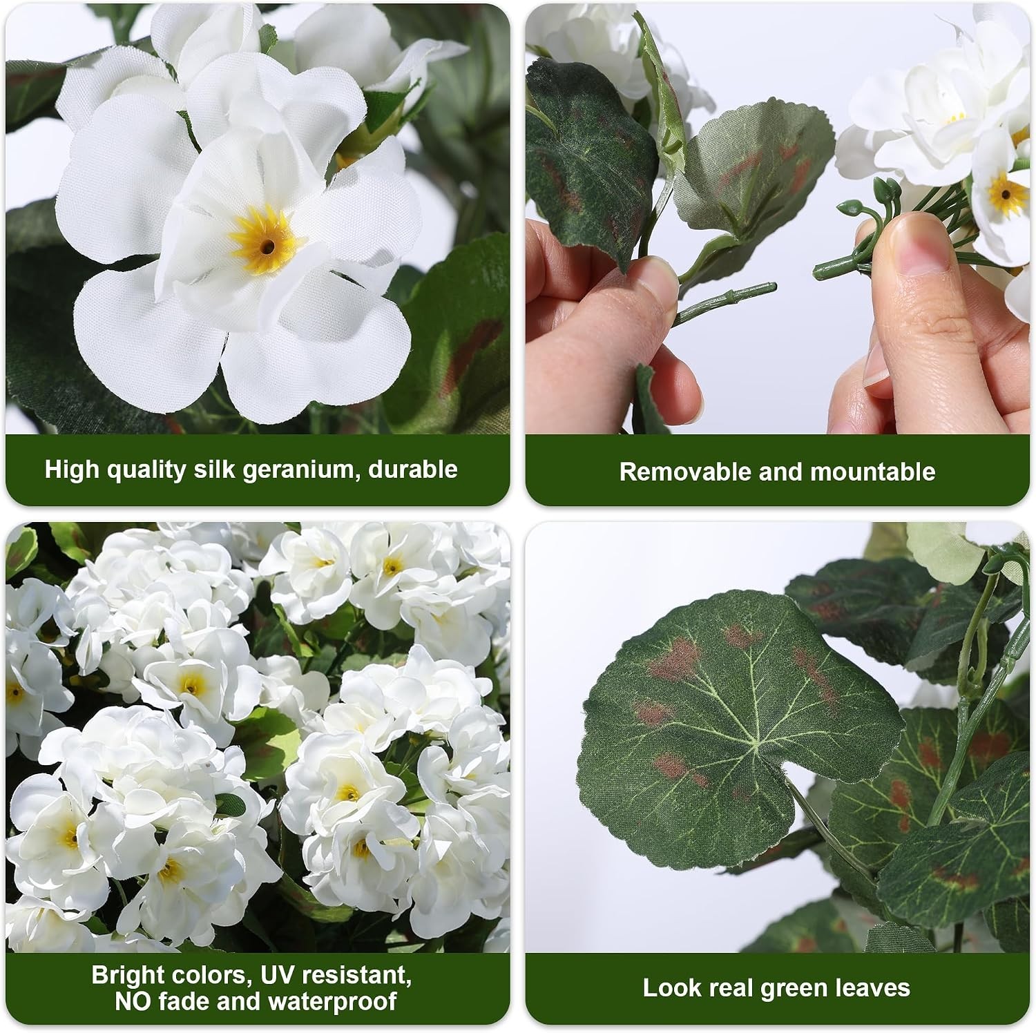 Artificial Geranium Flowers 6 Bundles UV Resistant Faux Plants for Outdoor Ga…