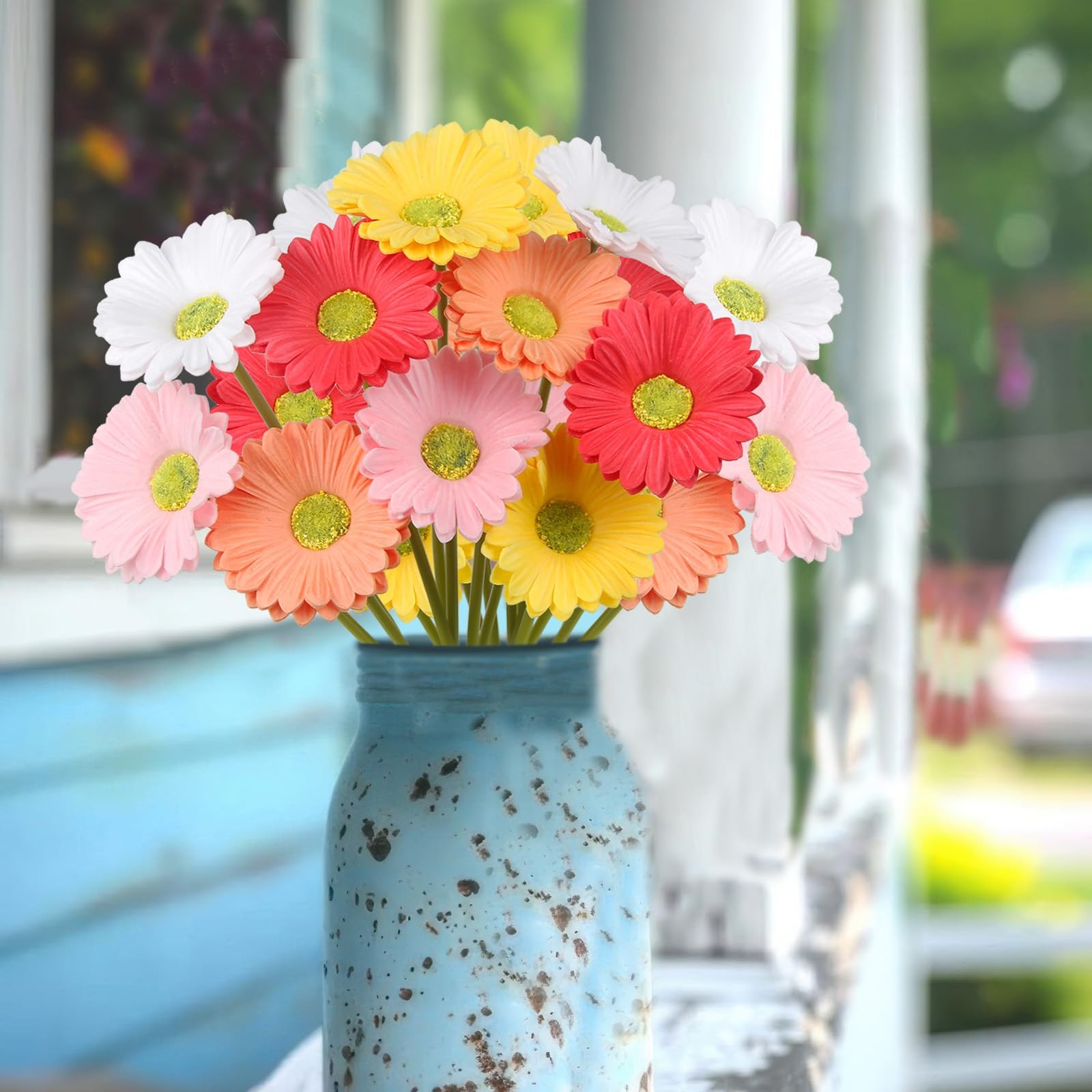 10PCS Artificial Gerbera Daisies Real Touch Fake Flowers Multicolor Wedding DIY