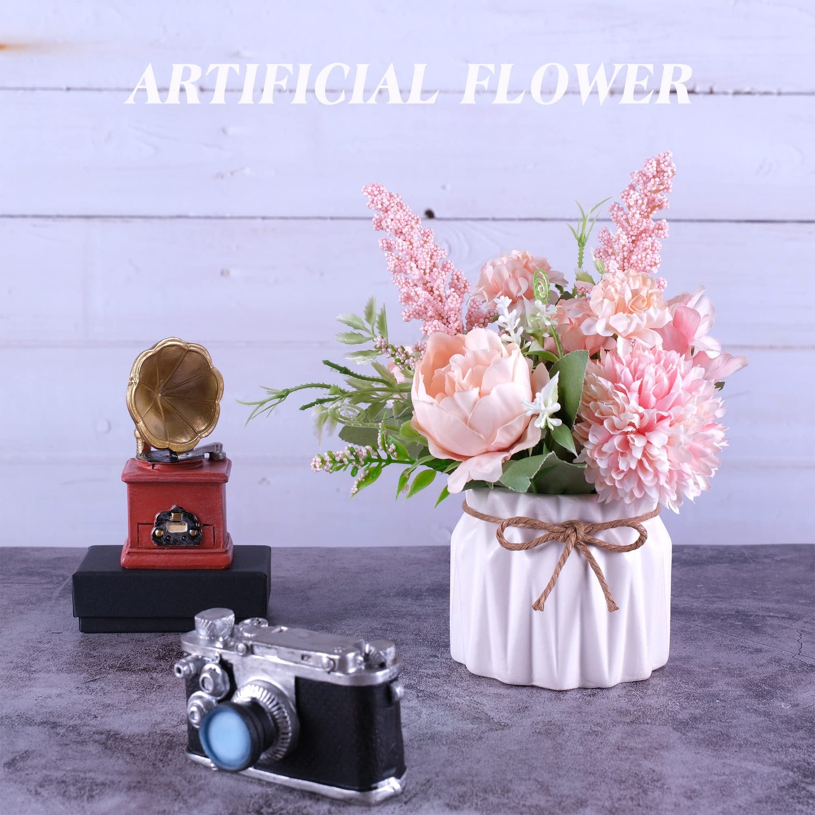 Artificial Potted Flower Pink Desktop Decoration Indoor for Home and Office