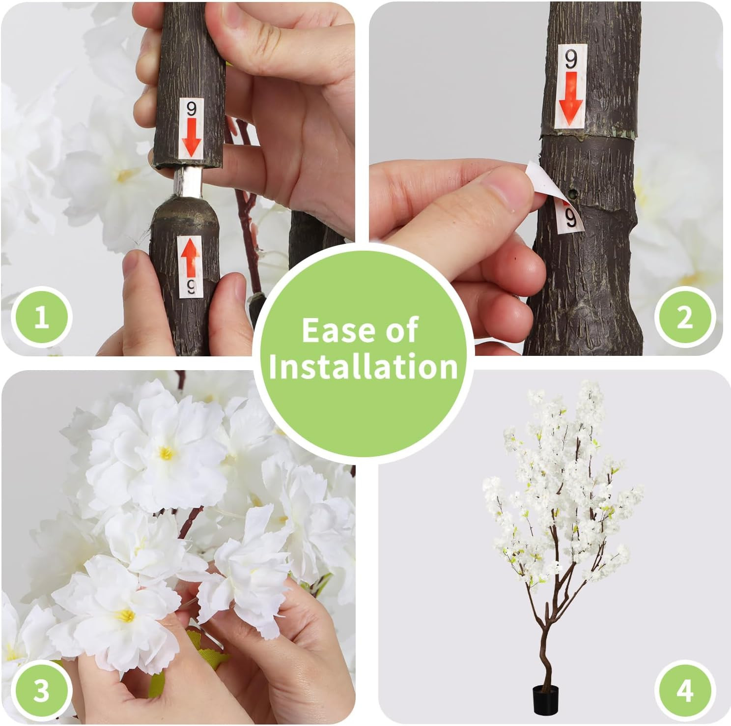 7.2Ft Artificial White Cherry Blossom Tree for Home and Office Decor