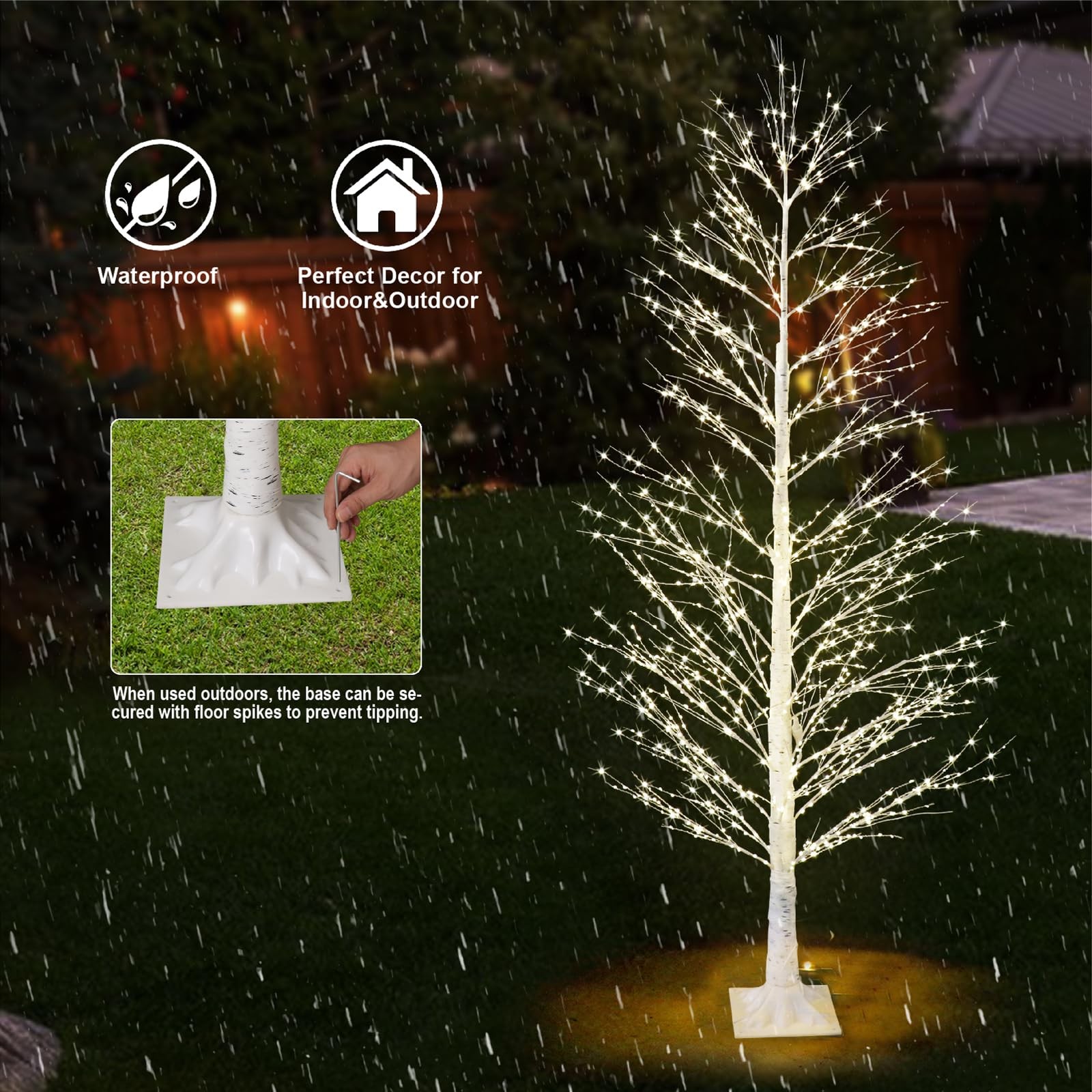 6FT Enchanting Birch Tree with 1300 LED Lights, Twinkle Light White Christmas…