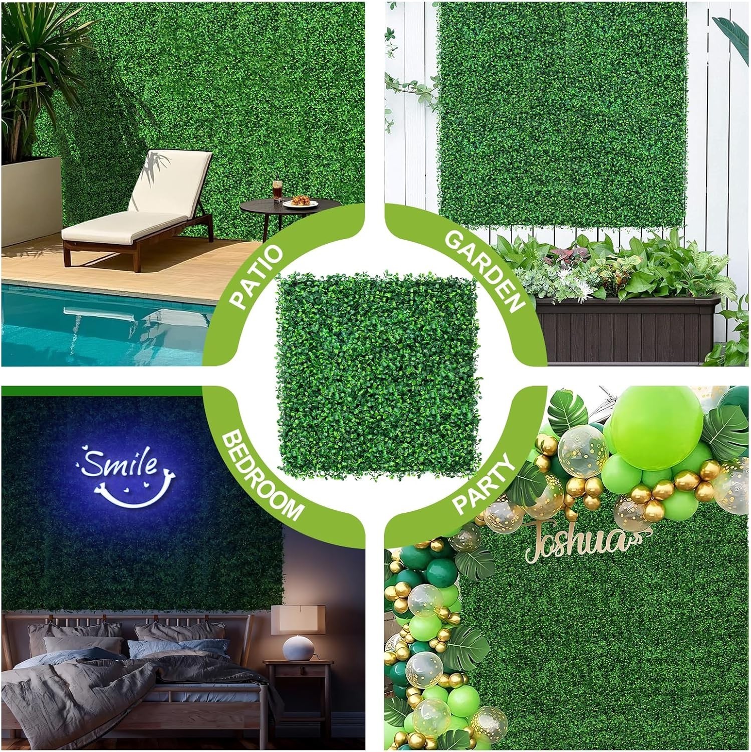Grass Wall Panels 10″ X 10″ 12Pcs Greenery Backdrop, Artificial Green Grass B…