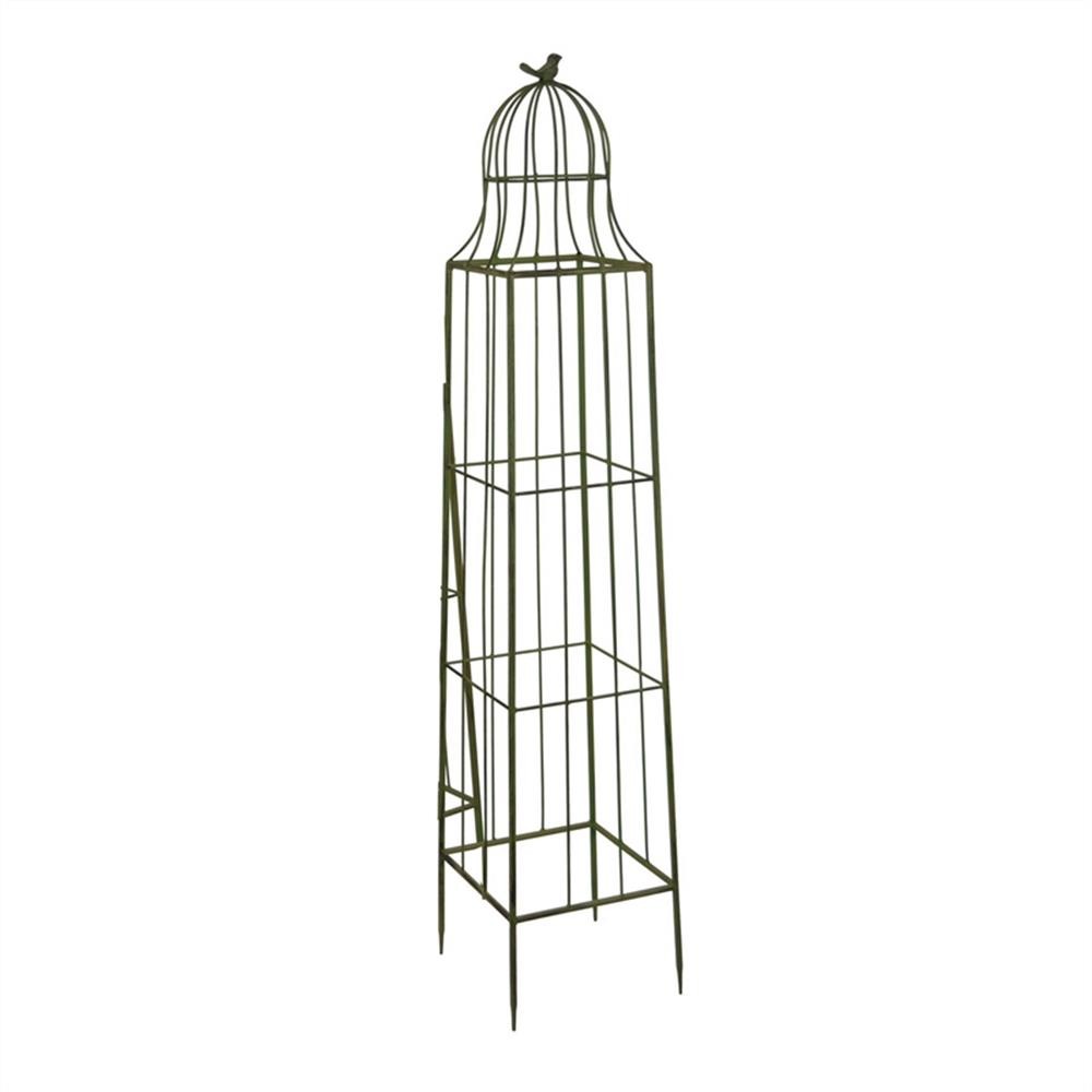 Bowery Hill Plant Trellis Set of 2 in Green Metal with Cage Design