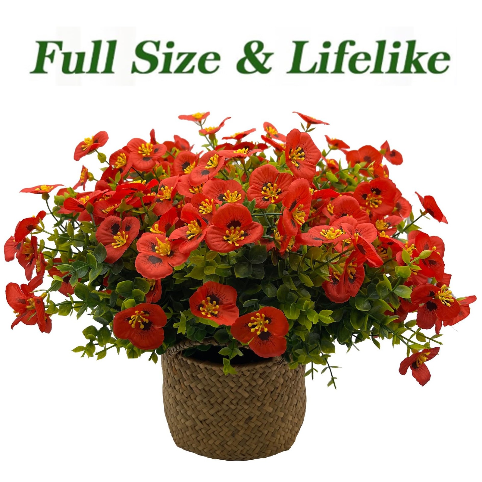 Artificial Flowers for Outdoor, No Fade Faux UV Resistant Silk Pansy Flower P…
