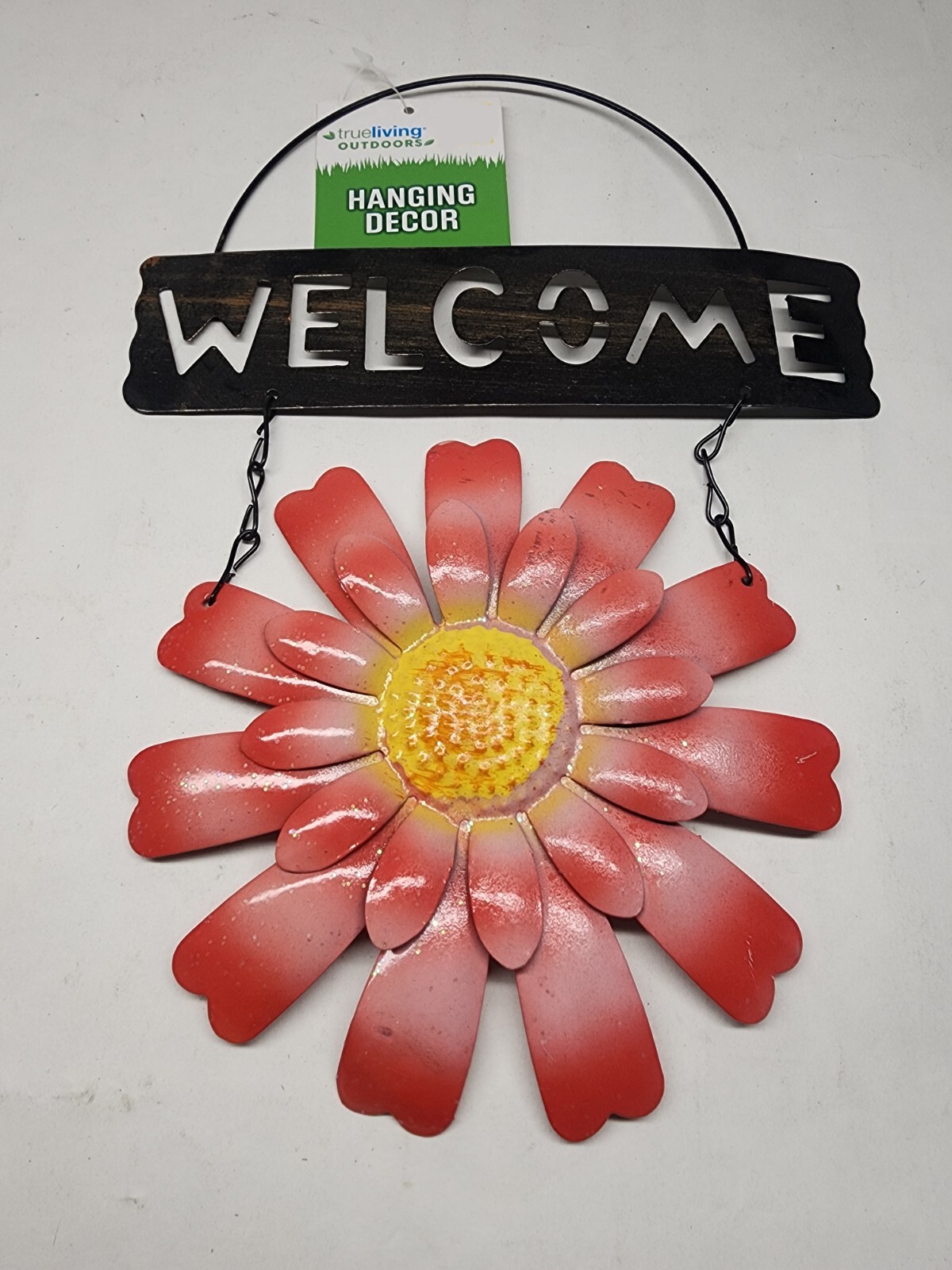 True Living Garden Collection Hanging Welcome Sign with Flower NEW