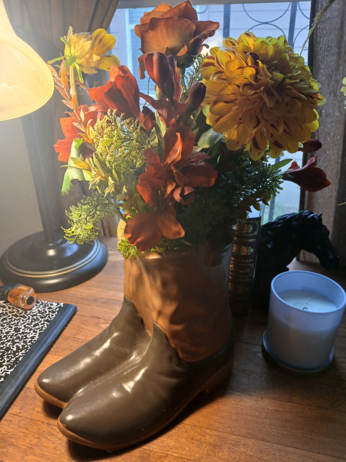 Flower Arrangement In Boot Vase