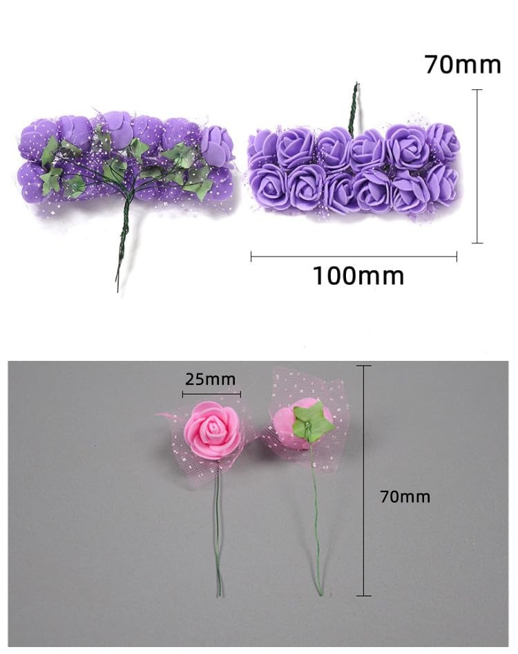 144pcs Mini Artificial Rose Flower Heads and Soft Stem,25mm PE Tiny Rose add …