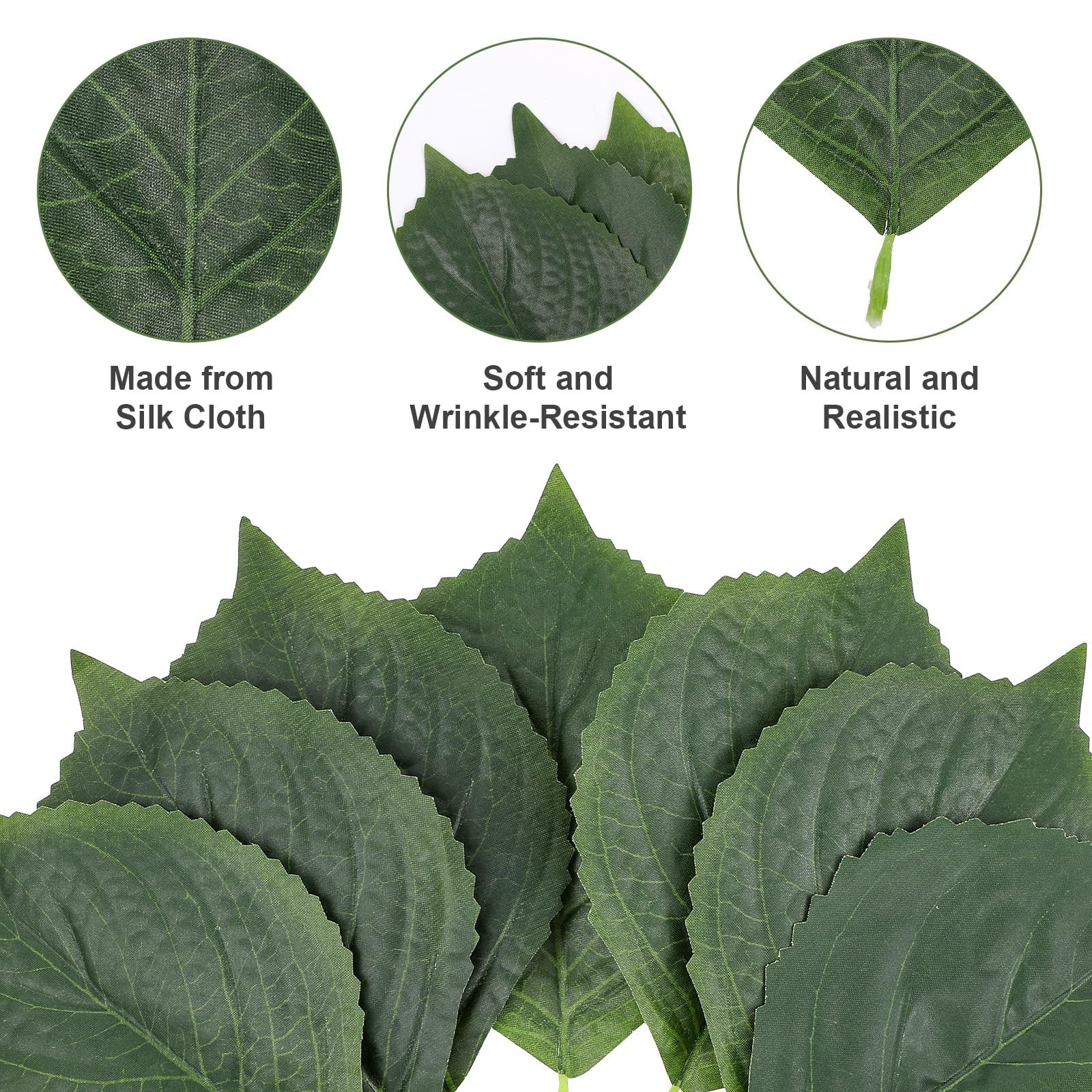 50 Pcs Fake Leaves – Artificial Green Leaves – 6.5 x 4.13 Inch Realistic Silk…