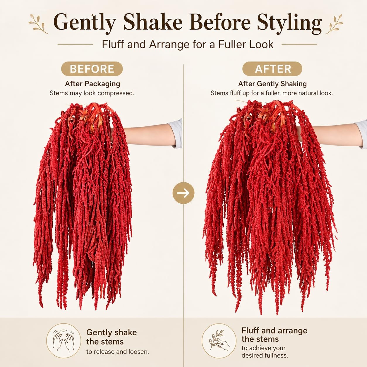 Bright Red Artificial Amaranthus Faux Hanging Vines For Decor Fits 22 Inch