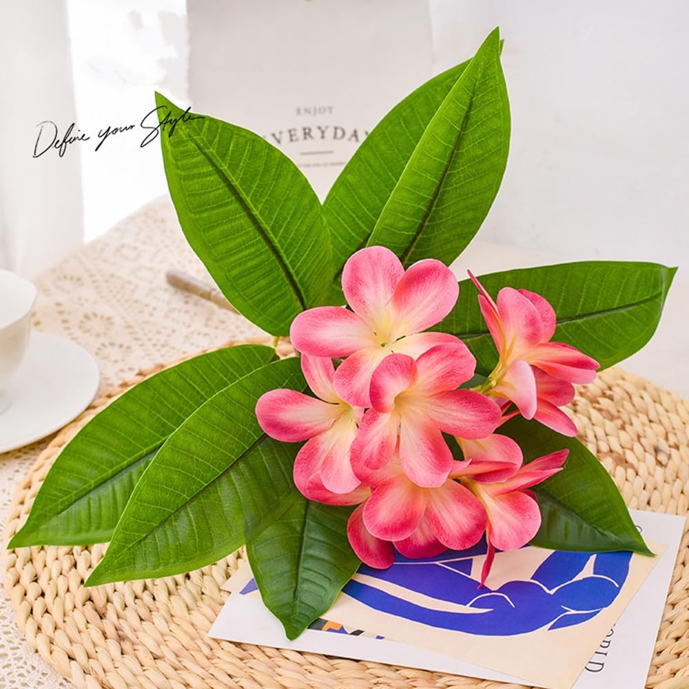 35.5 Inch Artificial Flowers Artificial Frangipani Flower 2 Stems Lifelike Re…