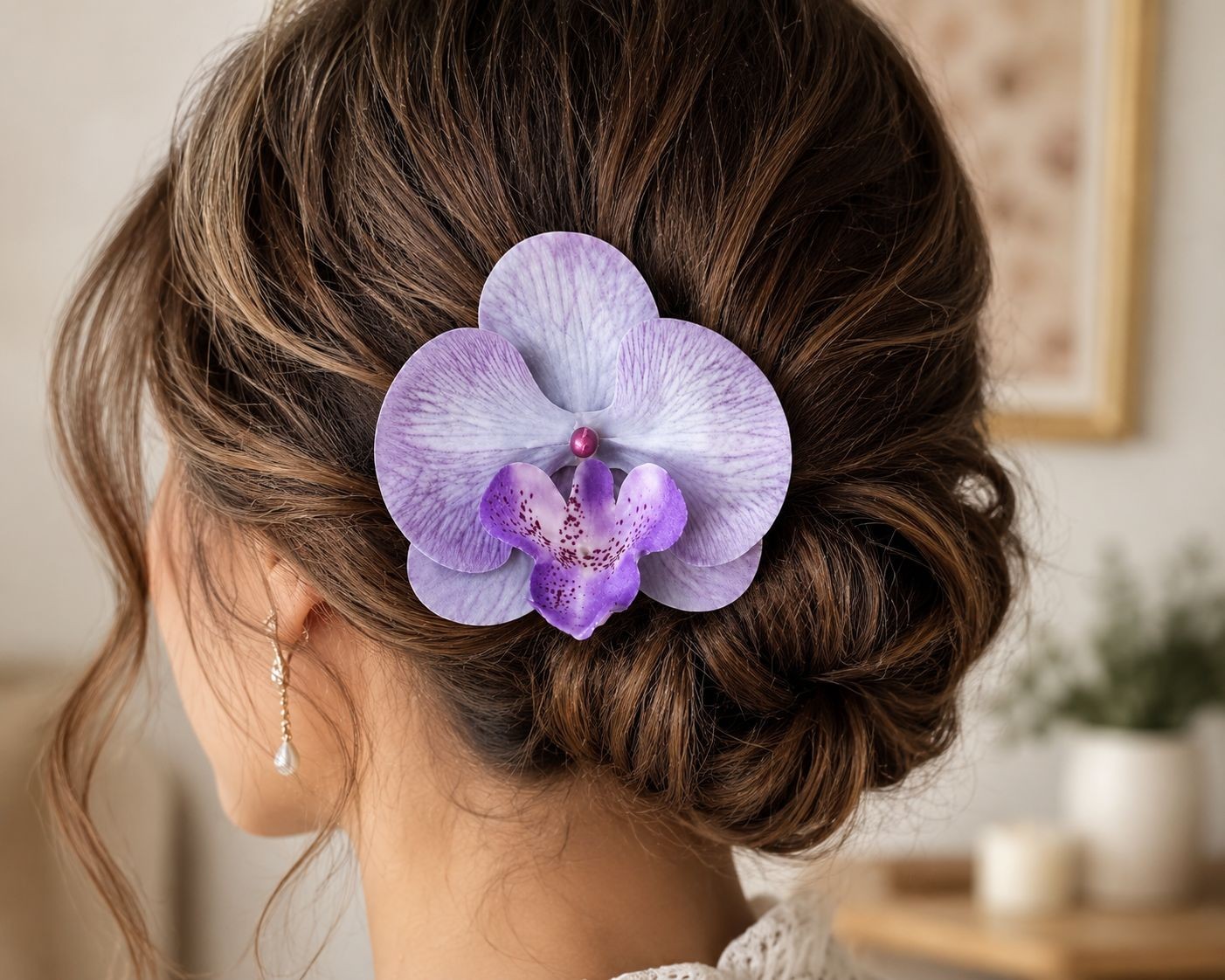 Set of 2 Lavender Purple Orchid Flower Heads 3.5 Inch Faux Floral Corsage Craft