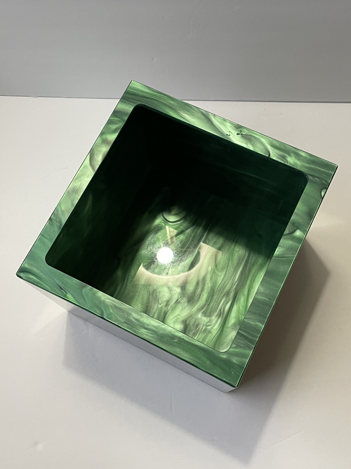 charlotte max orchid box Flower Planter Vase Pearl Green Lucite Retail $180